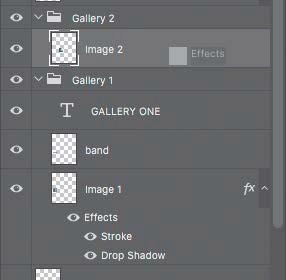 The drop shadow and stroke you applied to Image 1 are applied to both images now. E Tip: You can also duplicate layers by dragging a layer down to the New Layer icon in the Layers panel.