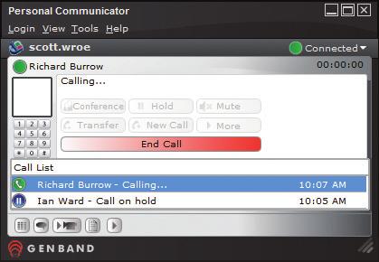 In-Call functions When a call is made / received you will see the following action buttons appear in the call window of the PC Client: To place a call on hold: 1.
