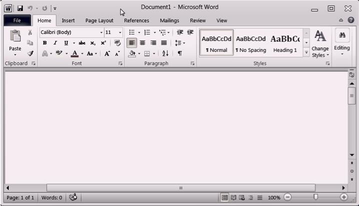 The Word 2010 Window Quick Access Toolbar Title Bar Ribbon Scroll Bar Document Area Status Bar Word 2010 New Features http://www.gcflearnfree.