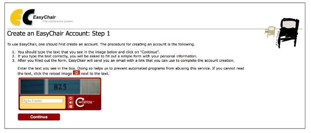 1. How to create an EasyChair account In order to use the EasyChair system you need to create an account. If you already have one, ignore this section (1.