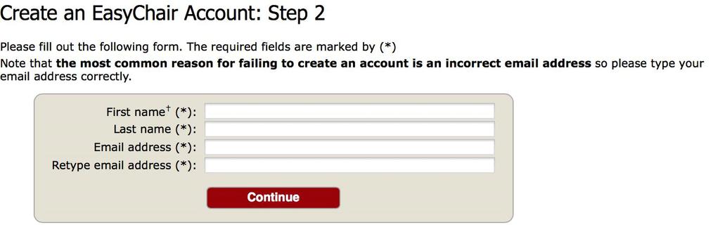 Step 2 The next page you visit will contain the form shown in fig. 2. Please note that you are required to fill all the fields of the form. Figure 2: Email verification.