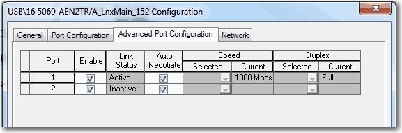 Chapter 3 Configure an EtherNet/IP Communication Module 10. Click the Advanced Port Configuration tab.