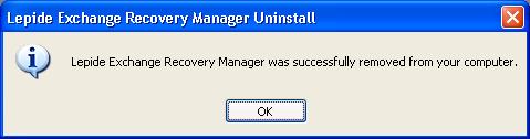 5. The following message box will confirm the successful un-installation of software. 6. Click the OK button to complete the un-installation process.