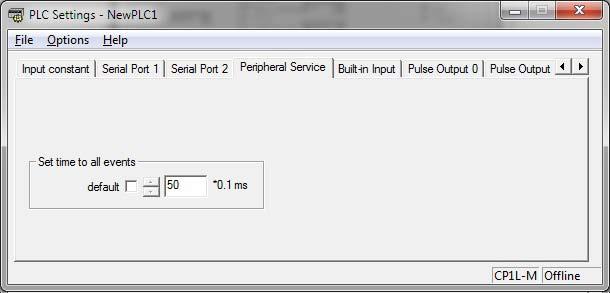 Custom Port Settings Baud 115200 Mode Toolbus Peripheral Service To maximize the throughput of the CP1W-EIP61, the amount of time per PLC scan that is allowed for servicing communications ports