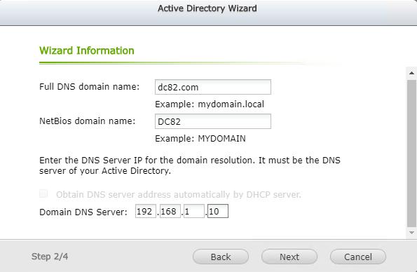Step 3: Enter domain information, then