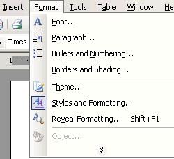 New Style Creation and Modification in MS Word 2003 Note: You will need to use Word 2007 to complete your paper assignment as some of the requirements (for Inserting Citations and Inserting