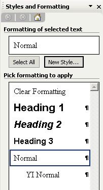 Returning to the New Style window (above) you will see the description of your style below the preview pane. If correct, click OK.