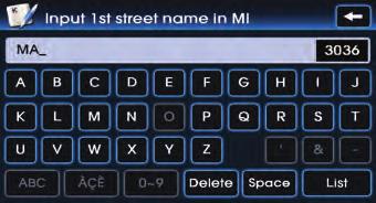 PART 3 NAVIGATION SYSTEM (a) by street 6. Press the Street button. 8. Select the desired 1st street from the list. 10. Select the desired 2nd street menu from the list.
