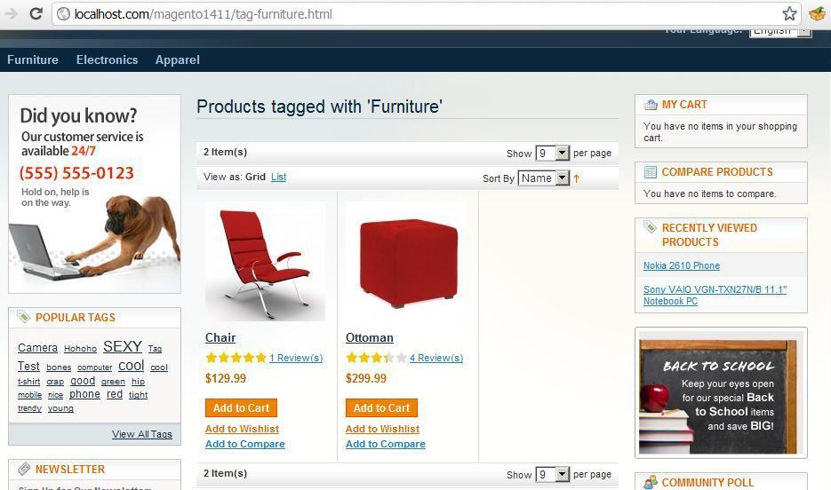 Category navigation On any page of a Magento site,