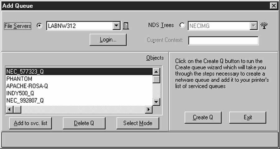 4. Click the NetWare tab to bring it to the front. 7. From the Create Queue dialog box, type in a name for your new print queue. 8.