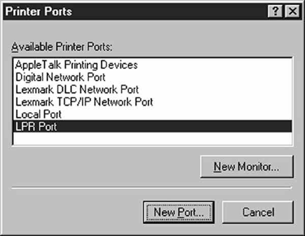 6. When asked which port do you want to use, click Add Port to open the Printer Ports dialog box. 12. Click Close to return to the Add Printer Wizard. 13.