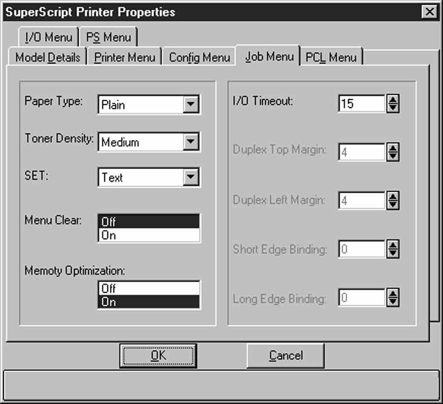 Use to select how much idle time must pass before power save mode is entered. Reduces the amount of toner used for graphics in a print job. If set to Off, a jammed sheet will not be reprinted.