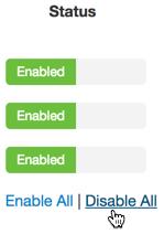 To disable auto-start for all components in the service, click Disable All. The green icon clears to indicate that all components have auto-start disabled for the service. 5.