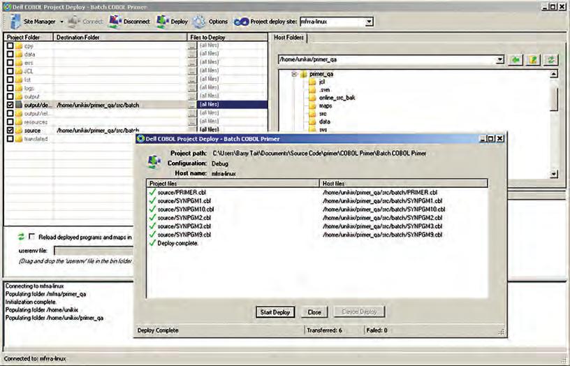 NTT DATA Services White Paper NTT DATA Mainframe Re-hosting Development Environment Remote deployment using Enterprise COBOL IDE Files can be deployed to the remote server for testing using the