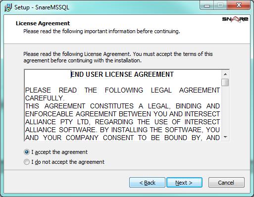 License Page The License Page displays the End User License Agreement (EULA).