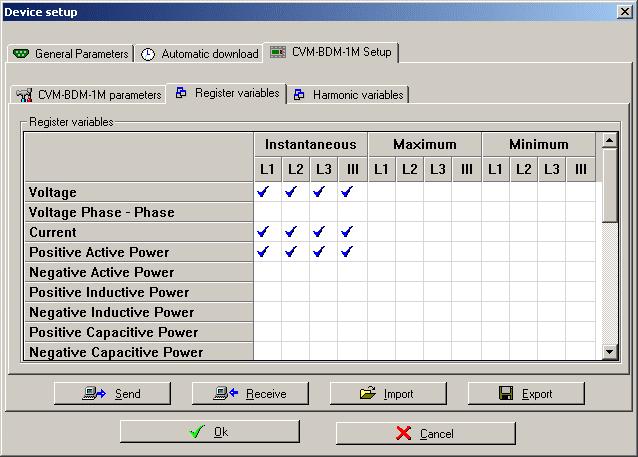 Inside CVM-BDM-1M configuration you can find three other folders: CVM-BDM- 1M Parameters, CVM-BDM-1M register variables and CVM-BDM-1M harmonic variables.