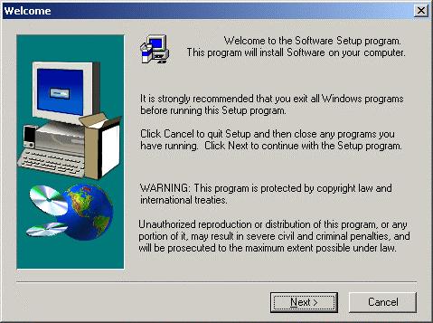 Welcome dialog box After reading all provided information, user will be able to follow with installation process, pressing Next button.