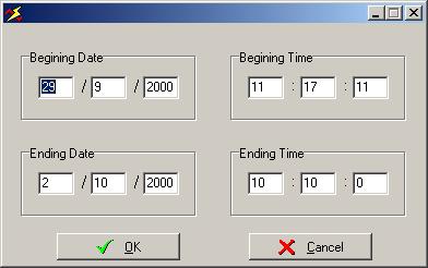 Range selection menu This menu allows you to print registers range using its date, so you will be able to select a starting and an end date.