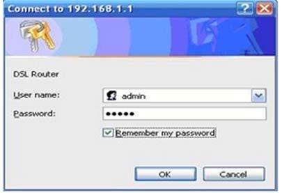 Step 2 Enter http://192.168.1.1 (default IP address of the DSL router) in the address bar. The login page appears. Step 3 Enter a user name and the password.