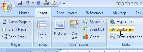 Place the cursor in front of the text or object that you want to bookmark.