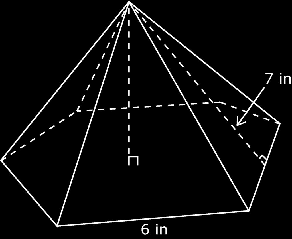 EXMPLE ITEMS Geometry, Sem 7 regular hexagonal pyramid is shown.