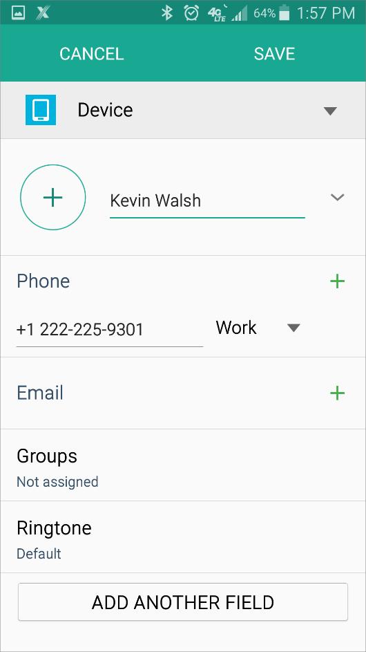 Contacts 3. Tap the Save button. Result: The contact is saved to the phone s Local Address Book.