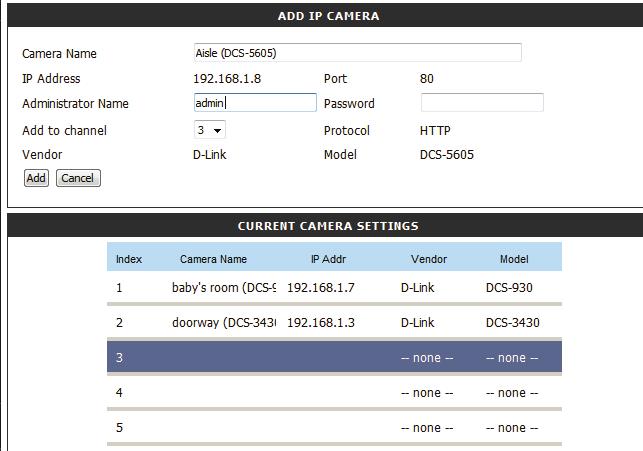 Section 5 - Configuration Camera Search Step 1: Click Search to search for UPnP cameras. The system will list all the available cameras at this moment.