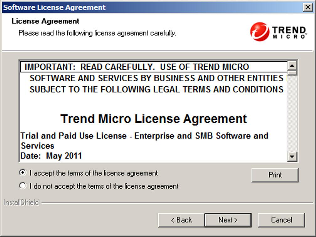 Installing and Upgrading OfficeScan License Agreement FIGURE 2-1.