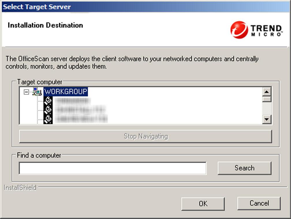 Installing and Upgrading OfficeScan Installation Destination (remote installations) FIGURE 2-14. Installation Destination screen Specify the target computer to which OfficeScan installs.