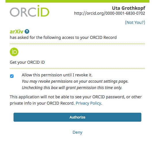 Your Publication List arxiv: add your ORCID to your account Login at arxiv, go to