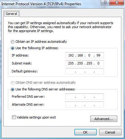 In order to access that camera, the IP address of the PC has to be configured to match the
