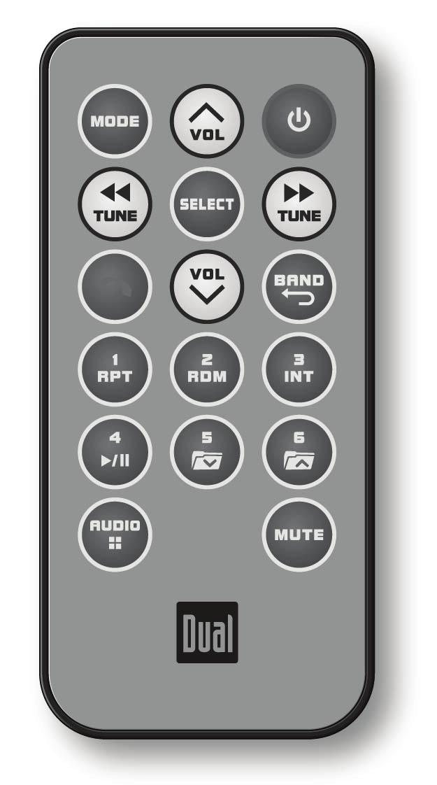 Remote Control MCD237BT OPERATION 1 2 3 17 16 15 14 13 12 4 5 6 7 8 9 10 11 1 2 3 4 5 6 7 8 9 Mode Volume Up Power Select Tune / Track Up Volume Down Band / Go Back Preset 3 /