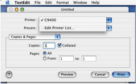 Printing using Mac OS X (10.1x or higher) Introduction In Mac OS X the Chooser has been replaced with Print Center.