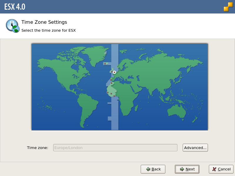 14. Time Zone Settings. Select the required Time zone. Click Next. 18. Installing ESX 4.0.