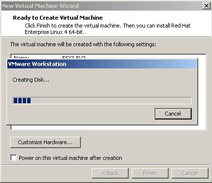 The virtual disk will be allocated. This step may take some time. 17.