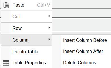 To delete the whole table and its contents, use the Delete Table option. When you choose the Table Properties option, the dialog window of the same name will appear.