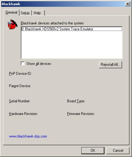 B.3. Blackhawk Control Panel Upon installation of the USB device drivers, a Windows Control Panel application will also be installed. The file, blackhwk.