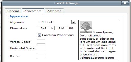 Inserting Images Insert Images: 1. Click on the Insert Image icon in the WYSISYG edit toolbar: 2. Click on the browse button next to the Image URL field, and find the image to be inserted.