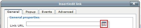 Inserting a Link 1. In the WYSIWYG editor, highlight the text that would like to link. 2. Click on the Insert/Edit Link icon: 3. Click on the Browse button to the right of the Link URL field. 4.