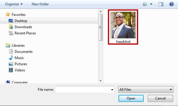 5. Navigate to and select your file (see Figure 17). Figure 17 - Select Your File Note: Filenames must be all lowercase with no spaces. 6. Click on Open (see Figure 18). 7.