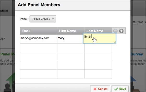 In the form that appears, fill in the Email, First Name, and Last Name for your panel members.