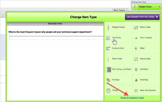 3. A list of question types will be shown to you in the Change Item Types drop-down.