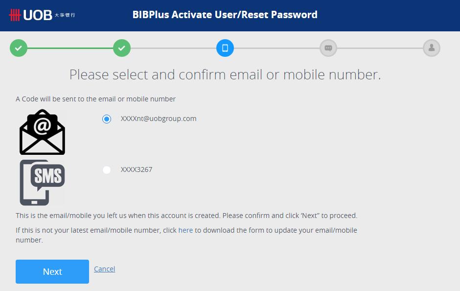 BIBPlus Login 4 Select the option for Code to be sent to email or mobile.