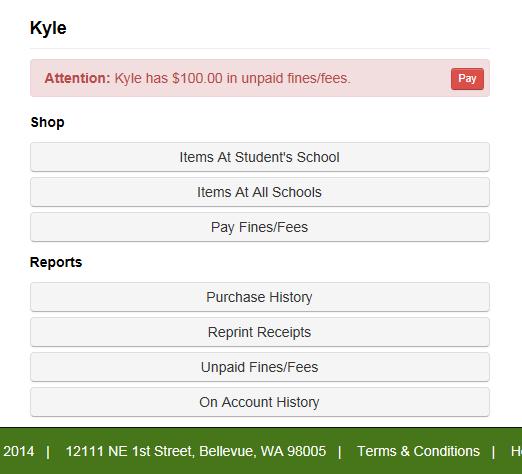 org Clicking on Checkout will take you to the check out page. Select your student This area will display items related to this student.