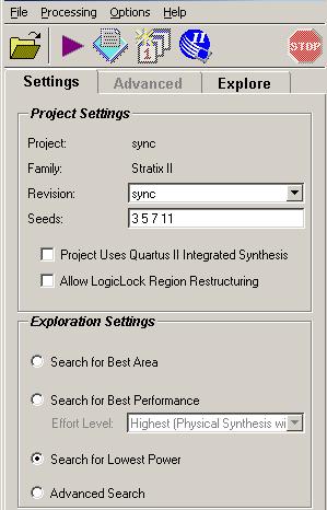 Design Space Explorer Searches Quartus options to find best implementation Search for