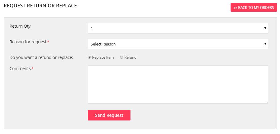 On clicking return icon, buyer can submit a request for return/refund of an order.