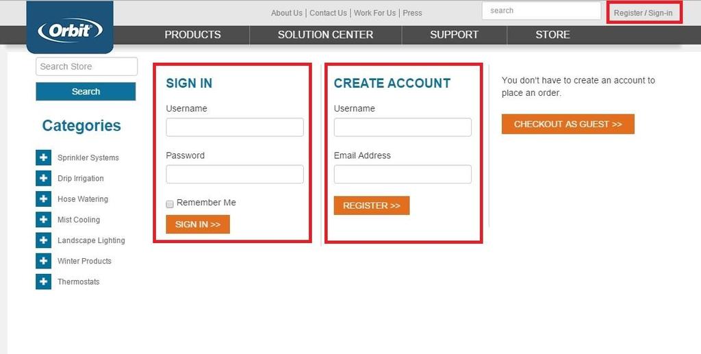 Orbit Store Documentation User A. Registration 1. Click on the Register link found on the upper right navigation 2.