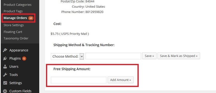 Settings section Screenshot guide for modifying USPS settings L. Add Free Shipping Amount 1.