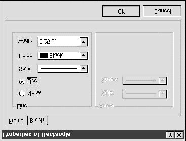 Fig. 5.22 [Rectangle Properties] Dialog Boxes Click on the [Frame] or [Background ] tag to make changes to the frame or background, respectively.