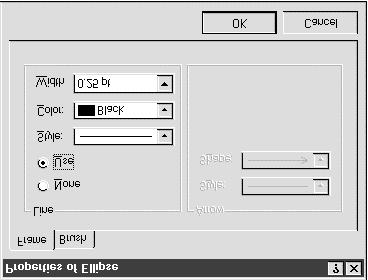 [Delete] [Properties ] Deletes selected ellipse. Displays the following dialog box. Change the ellipse settings as desired. Fig. 5.